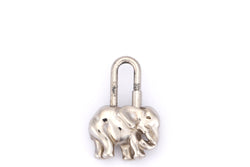 HERMES SILVER PLATED ELEPHANT LOCK CHARM, WITH BOX