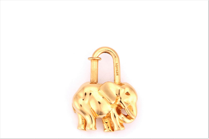 HERMES GOLD PLATED ELEPHANT LOCK CHARM, WITH BOX