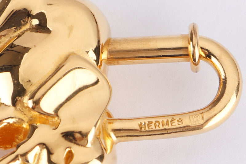 HERMES GOLD PLATED ELEPHANT LOCK CHARM, WITH BOX