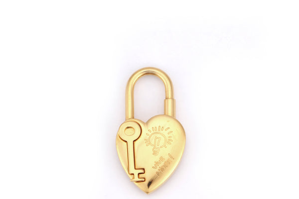 HERMES GOLD PLATED HEART LOCK CHARM, WITH BOX