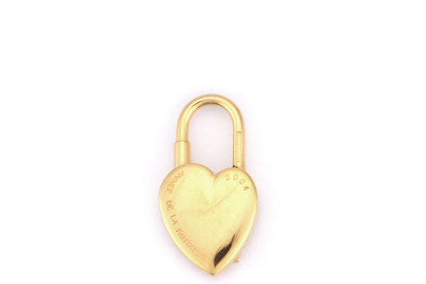 HERMES GOLD PLATED HEART LOCK CHARM, WITH BOX