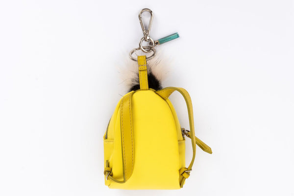 Fendi Monster Animation Yellow Nylon Crystal Eyes Backpack Charm, no Dust Cover & Box