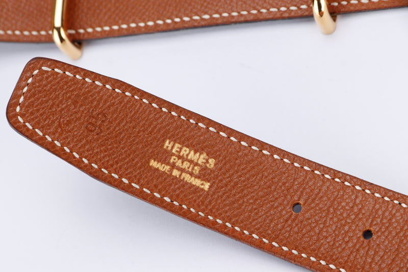 Hermes Belt Black & Brown, Buckle H, Gold Hardware, no Dust Cover & Box