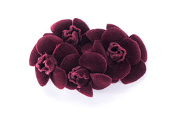 Chanel 4 Camellia Flower Brooch Maroon Color, Velvet, no Dust Cover & Box