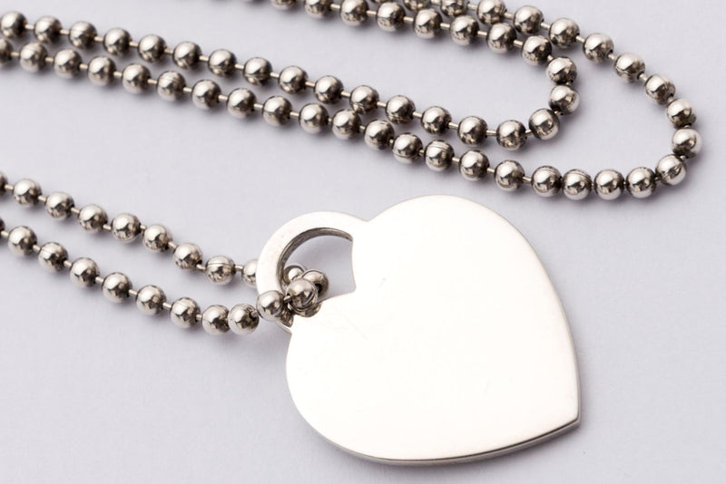 Tiffany & Co. [Return To Tiffany] Heart Tag Pendant in Sterling Silver on a Bead Necklace