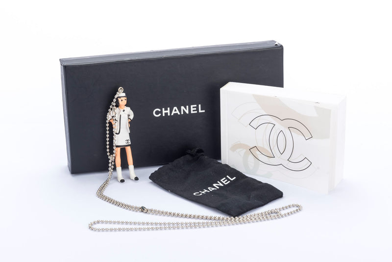 Chanel Coco Doll Pendant Necklace with Comic Book, Dust Cover & Box