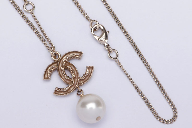 Chanel Silvertone Cc Faux Pearl Drop Earrings in Metallic  Lyst