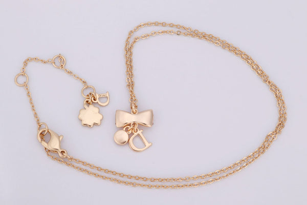 Christian Dior Bowtie Pendant Gold Necklace