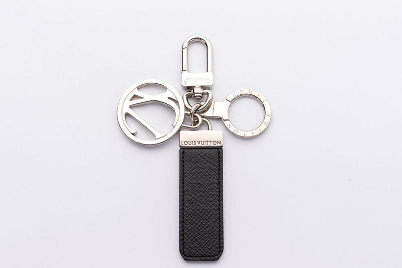 Louis Vuitton Key Chain (A.S INITIALS) Taiga Leather, Silver Hardware