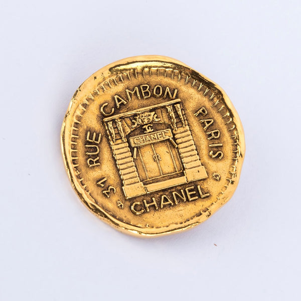 Chanel Vintage 31 Rue Cambon Gold Medallion Brooch, no Dust Cover & Box