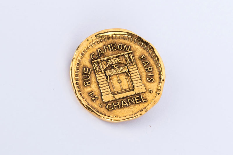 Chanel Vintage 31 Rue Cambon Gold Medallion Brooch, no Dust Cover & Box