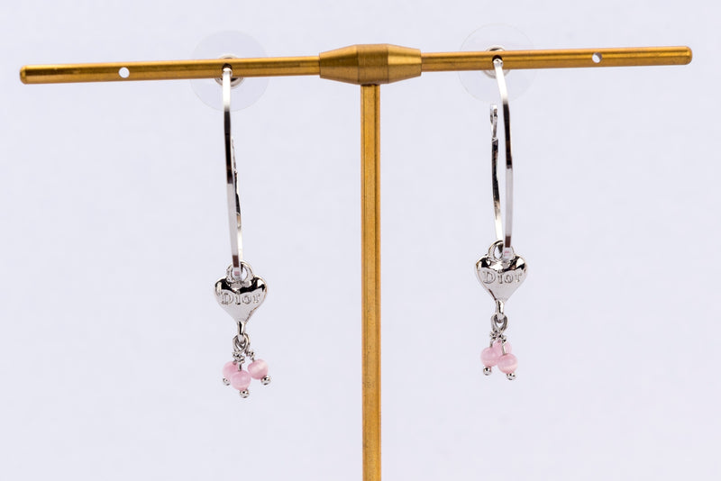 Christian Dior Silver Earing Dangling D with Crystal, no Box