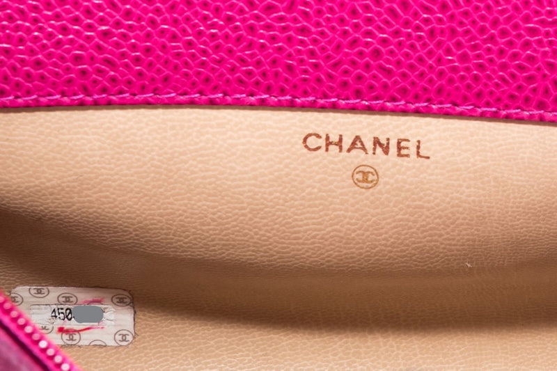 Chanel Timeless Pink Caviar Leather Pouch with Card & Box