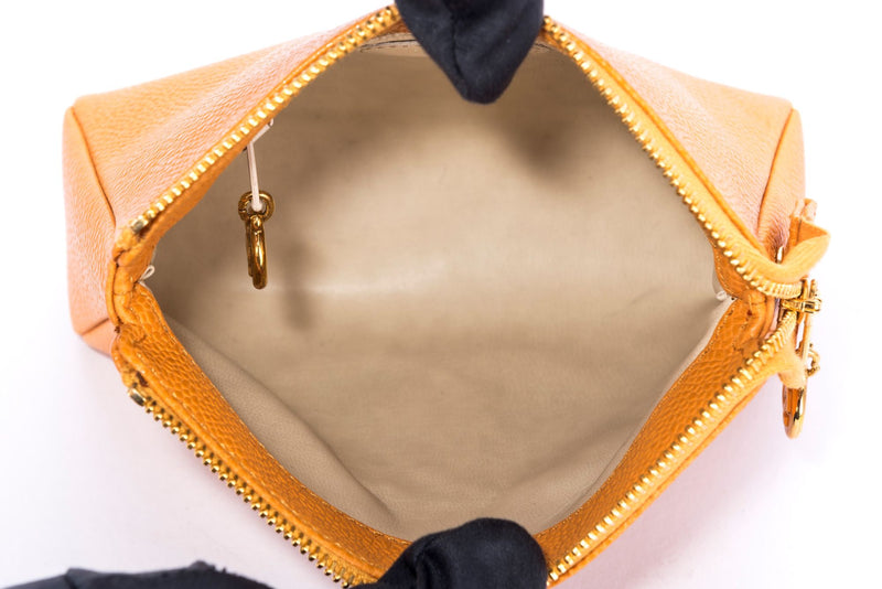 Chanel Timeless Papaya Caviar Leather Zippy Pouch with Card & Box