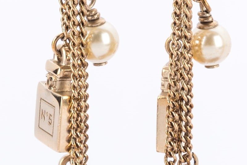 Chanel Light GP Drop Earrings Perfume Heart Shape & CC Motif