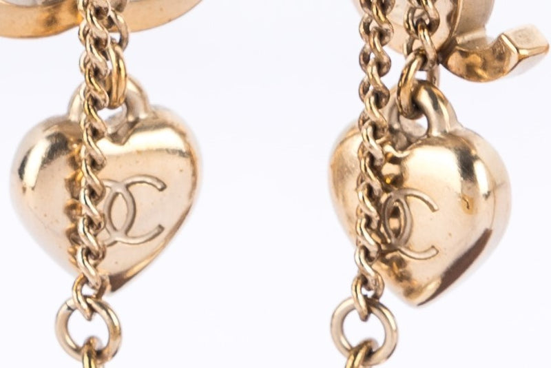 Chanel Light GP Drop Earrings Perfume Heart Shape & CC Motif