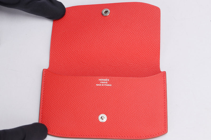 HERMES SILK IN ZIPPY AZAP WALLET (STAMP T) CAPPUCINES TRIM, WITH POUCH, NO DUST COVER