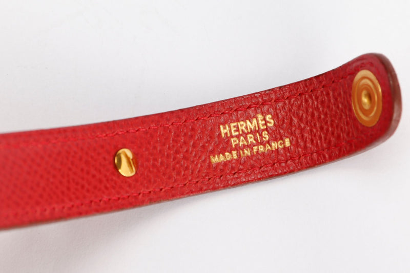Hermes Vintage Red Epsom Leather Glove Holder with Gold Hardware