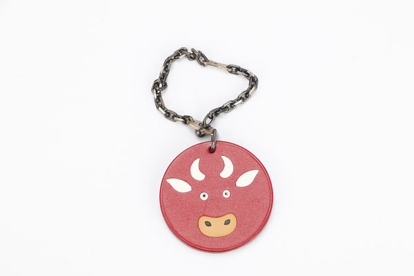 Hermes 2009 Limited Edition Red Round Ox Bag Charm