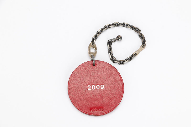 Hermes 2009 Limited Edition Red Round Ox Bag Charm