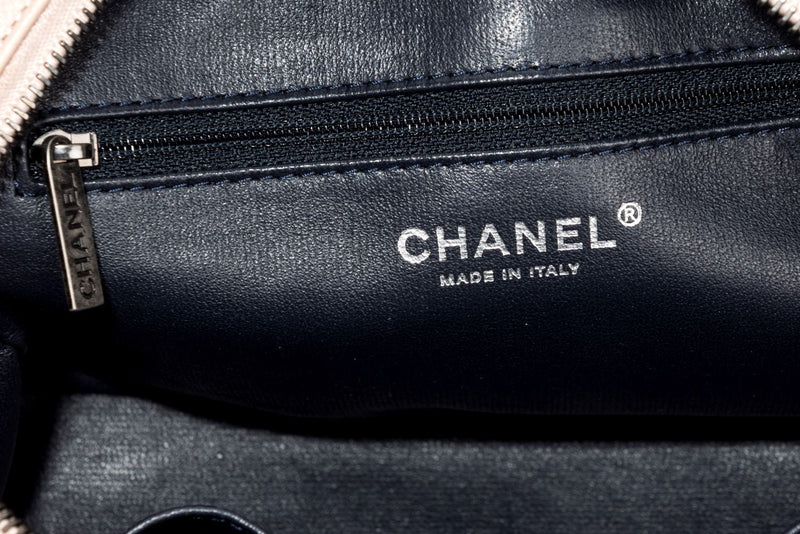 Chanel Light Beige Caviar Leather Camera Bag, Ruthenium Chain