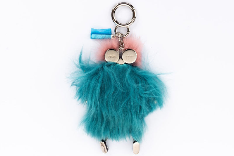 Fendi Owl with Leg Blue & Pink Fur Bag Charm