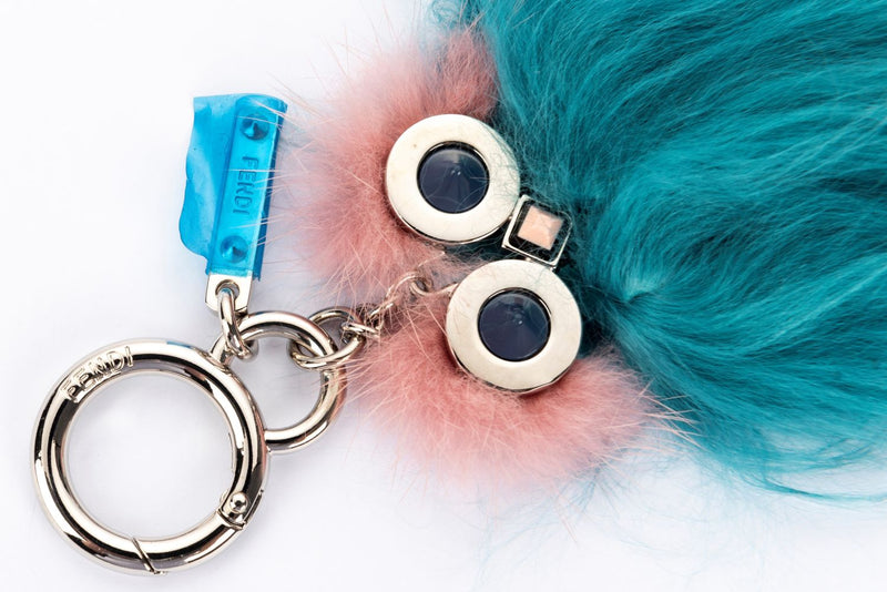 Fendi Owl with Leg Blue & Pink Fur Bag Charm