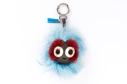 Fendi Light Blue Fur with Eyes Charm, Silver Hardware, no Dust Cover & Box
