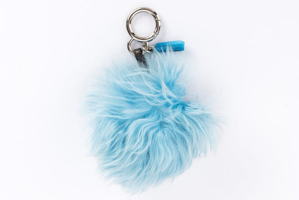Fendi Light Blue Fur with Eyes Charm, Silver Hardware, no Dust Cover & Box