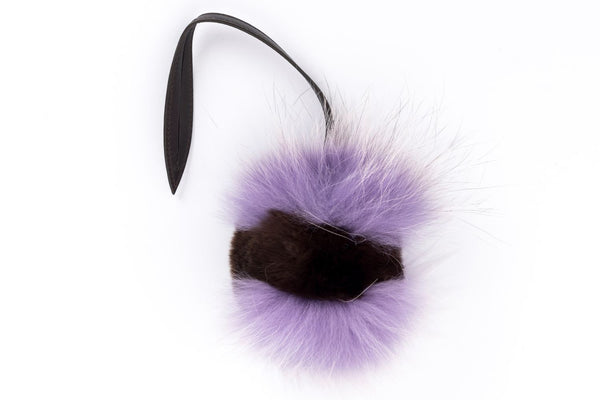 Fendi Purple & Dark Brown Fur with Leather Strap Charm, no Dust Cover & Box