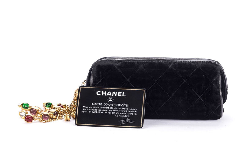 Chanel Vintage Black Suede Pouch with Card