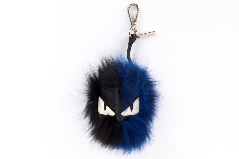 Fendi Monster Cube Black &amp; Blue Bag Charm, Silver Hardware, no Dust Cover & Box
