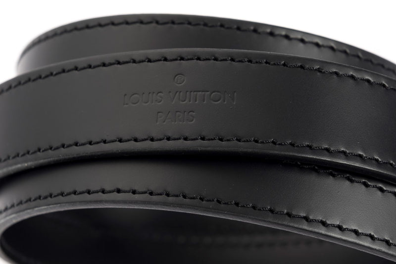 Louis Vuitton Black Leather width 25mm Adjustable Strap, Silver Hardware
