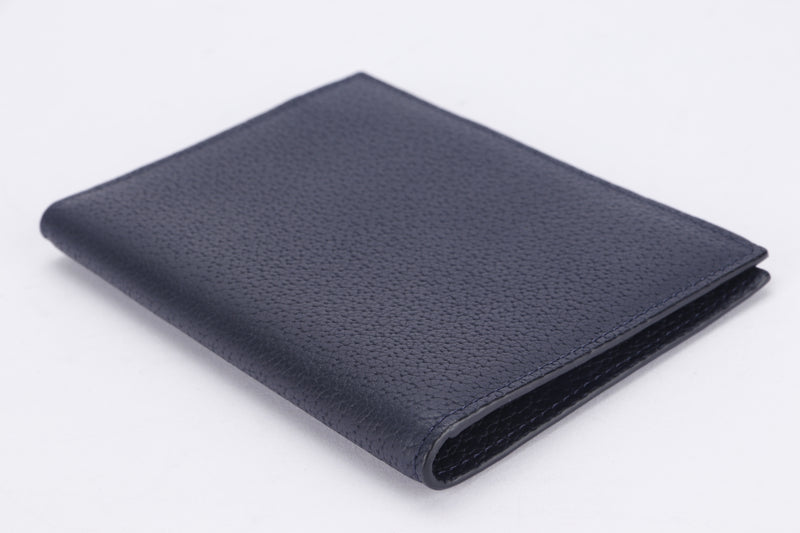 Versace Dark Blue Pig Skin Leather Passport Cover (206.121.025.838), with Dust Cover & Box