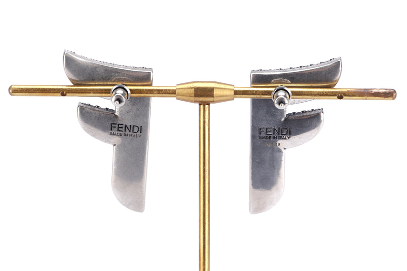 FENDI FF STEEL EARRING WITH RHINESTONE, WITH BOX