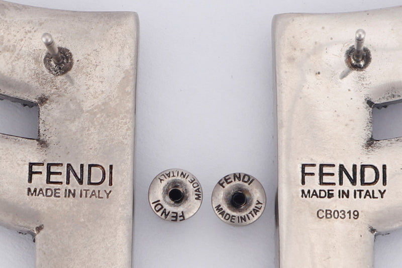 FENDI FF STEEL EARRING WITH RHINESTONE, WITH BOX