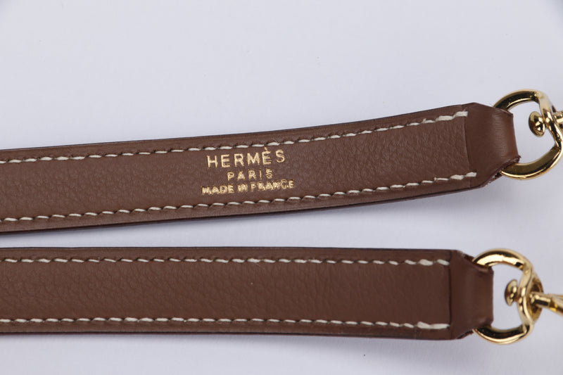 Hermes Shoulder Strap Brown Courcheval Leather, Gold Hardware, with Dust Cover