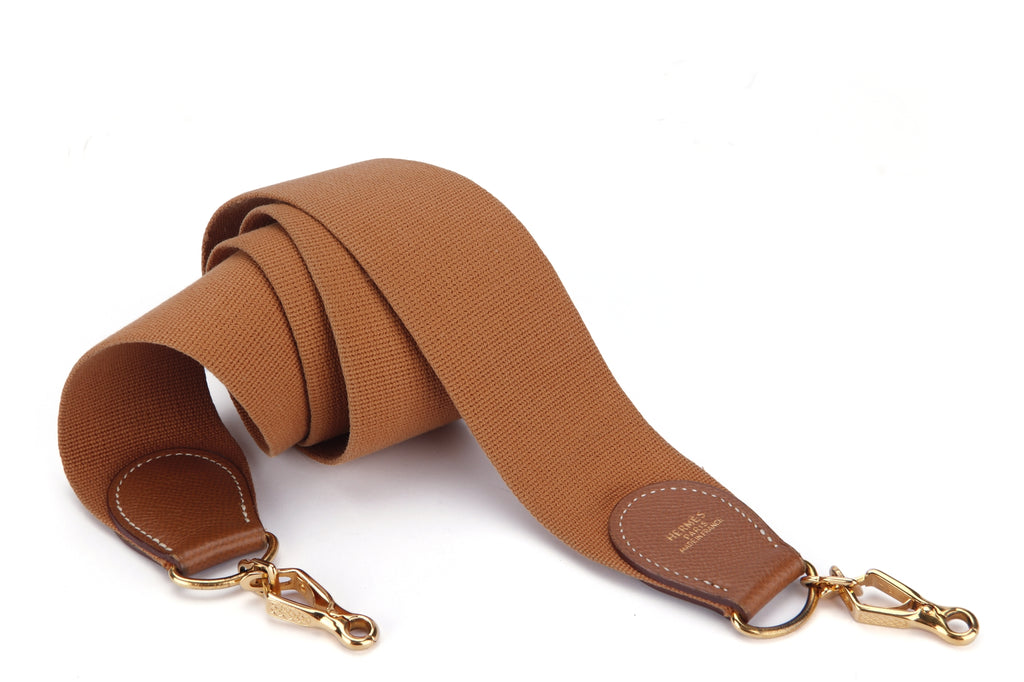 HERMES Canvas Strap Gold Buckle Yellow/Red