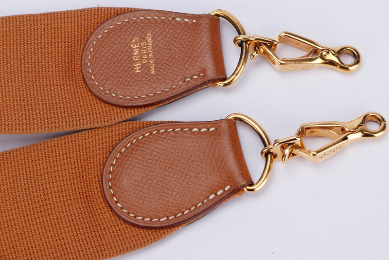 Hermès sport model shoulder strap in orange canvas and leather, gold metal  hardware for Hermès bags Cloth ref.197318 - Joli Closet