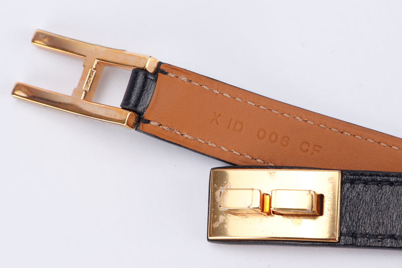HERMES DRAG DOUBLE TOUR BRACELET ROSEGOLD HARDWARE WITH BLACK BOX LEATHER, NO DUST COVER & BOX