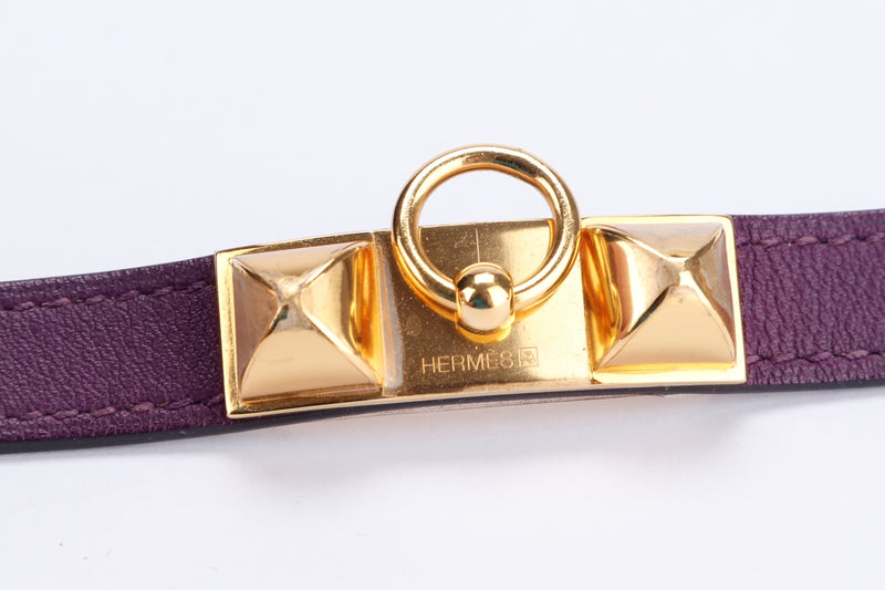 Hermes Medor Double Tour Bracelet, Violet X Rose Gold Hardware, no Dust Cover & Box
