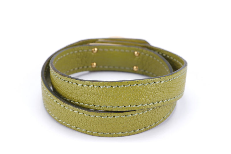 Hermes Kelly Double Tour Bracelet Green Anise with Gold Hardware, no Dust Cover & Box