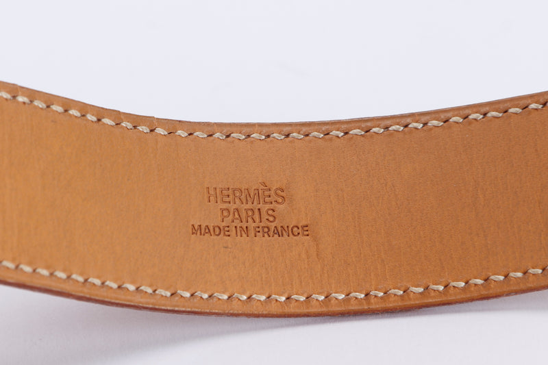 HERMES TOUREG SV925 BRACELET (STAMP E IN SQUARE), 2.5CM X 16CM ,BARENIA LEATHER, NO DUST COVER & BOX