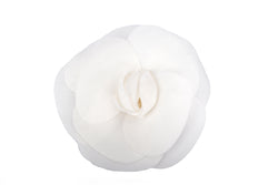 Chanel White Poly Brooch, with Box