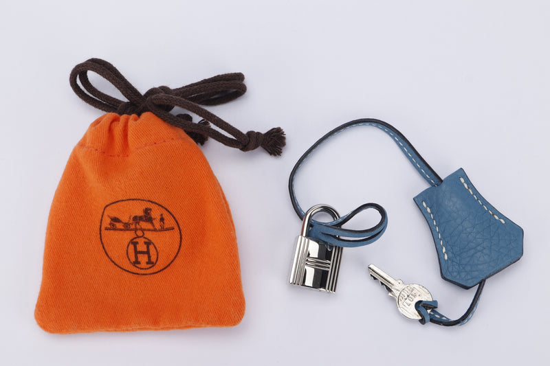 Hermes Blue Jeans Clochette with 1 Key & 1 Lock (Ref.107), with Dust Cover