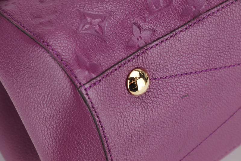 louis vuitton m41046 montaigne (sp1154) mm size, purple empreinte leather,  with strap, keys, lock & dust cover