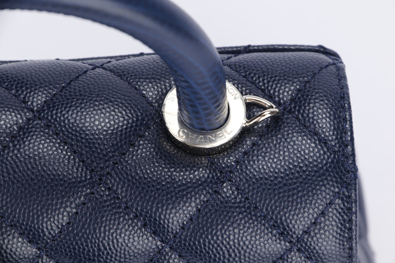 Chanel Black Quilted Caviar Leather Small Coco Top Handle Bag