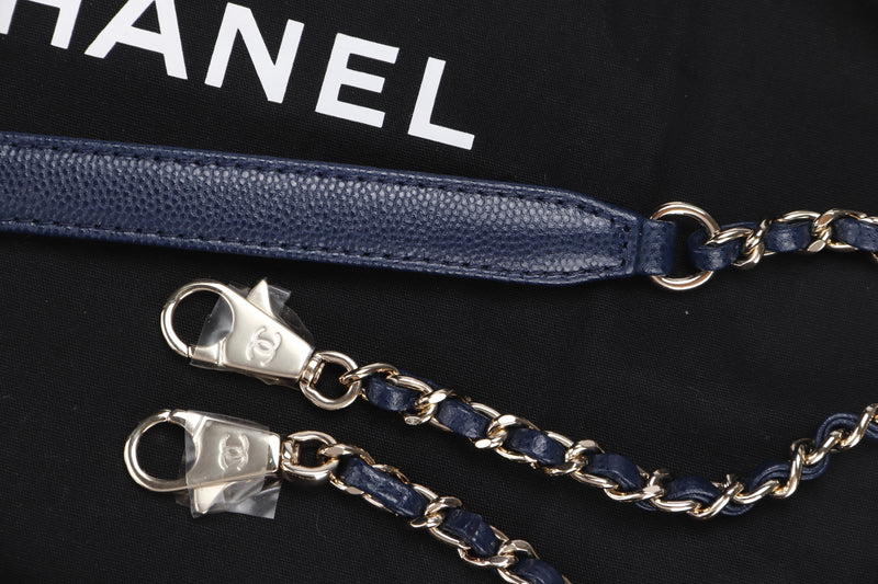 Chanel Extra Mini Coco Handle (AS2215) (S/N: EG5Gxxxx) Dark Blue, Caviar Leather, Light Gold Hardware, with Strap, Dust Cover & Box