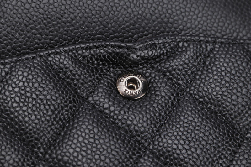 Chanel Classic 2.55 (1474xxxx) Maxi Black Color Caviar Leather, Silver Hardware, with Dust Cover, no Card