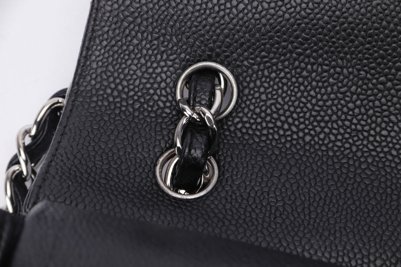 Chanel Classic 2.55 (1474xxxx) Maxi Black Color Caviar Leather, Silver Hardware, with Dust Cover, no Card
